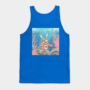 Snorkeling in Deep Underwater Cute Rabbit Owner Adventure Scuba Diving Dream Tank Top